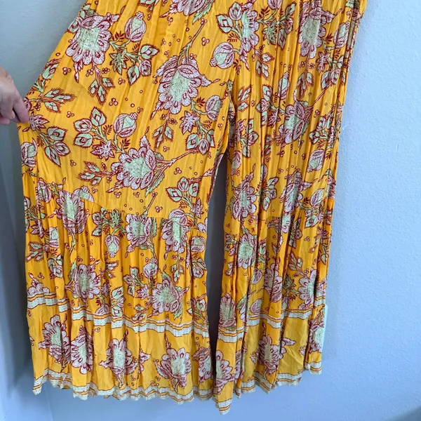Free People Women's Little Of Your Love Jumpsuit in Marigold Combo Size Small - Image 9