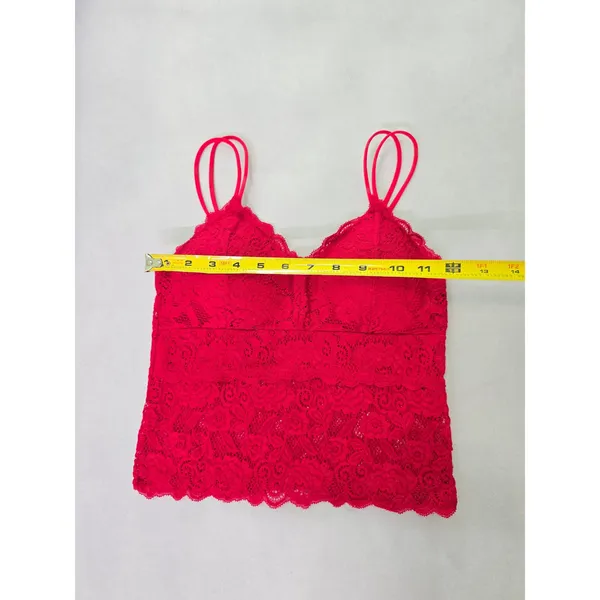 Red Romantic Boudoir Bridal Cottage Lingerie Feminine Floral Lace Bra Small - Image 5