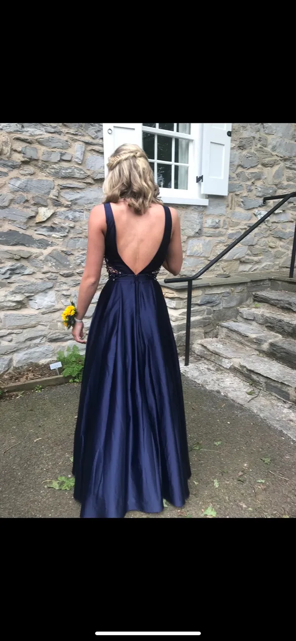 Studio Style Navy Blue Prom Dress - Image 3