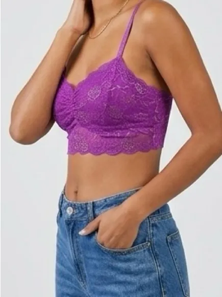 PINK Victoria's Secret Purple Lace Bralette Size Medium - Image 5