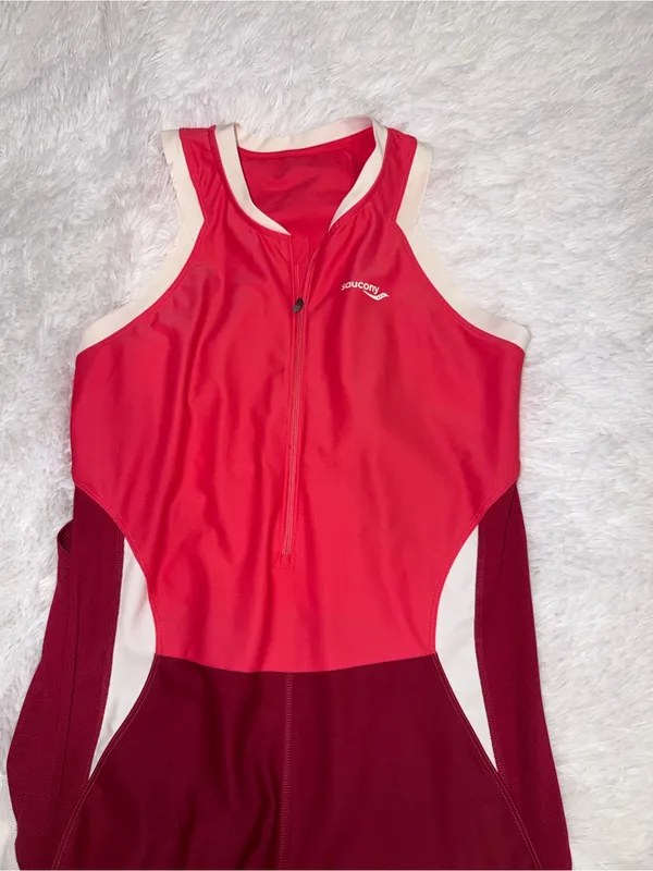 Saucony Women's Triathlon Suit Two-Tone Front-Zip One-Piece Swimsuit size XL - Image 4