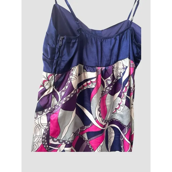 Vintage Y2K Charlotte Russe Cami Women Satin Babydoll Retro Size M Navy Side Zip - Image 5