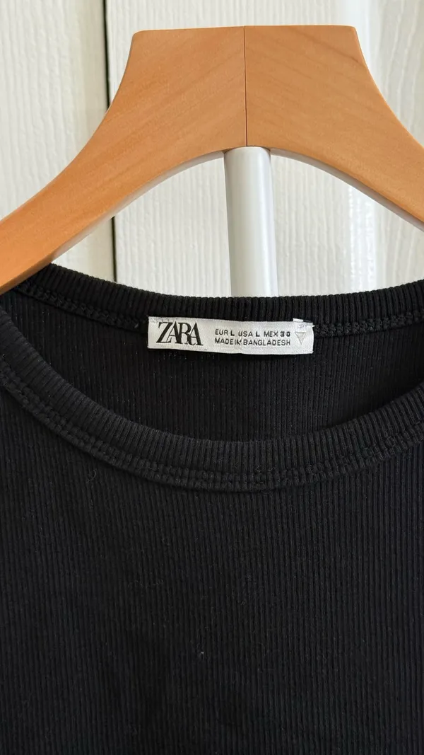 ZARA Top Tank Cropped Black - Image 2