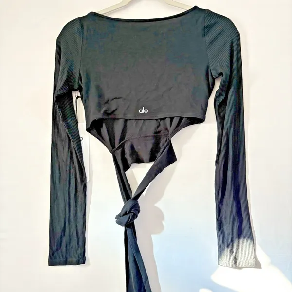 Aloha Island Alo black Long Sleeve‎ barre long sleeve on pointe activewear Small NwT - Image 2