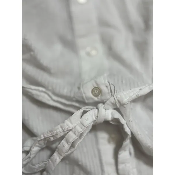 Tommy Hilfiger Womens Size 2‎ White Swiss Dot Long Sleeve Tie Waist Shirt Dress - Image 4