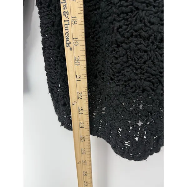 Free People Best Of You V-Neck Sweater Black Open Knit Slouchy Boho XS - Image 7