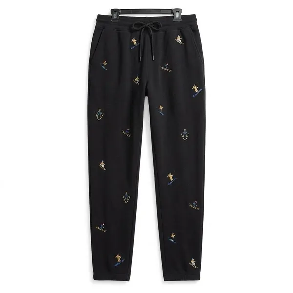 Lou & Grey LOFT Womens Black Embroidered Skier Ski Sweatpants Small Cozy Winter - Image 2