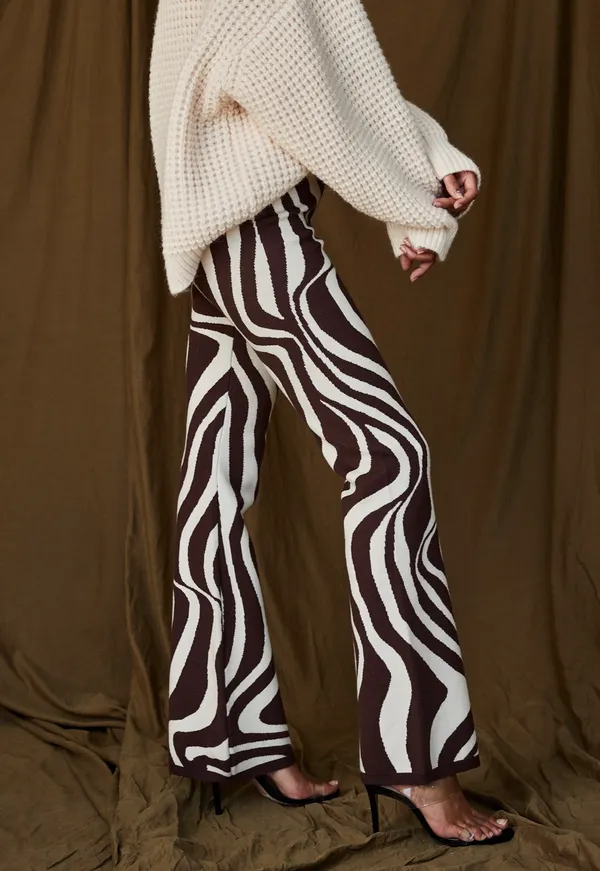 12th Tribe Bailey Rose Chocolate Swirl Sweater Knit Pants - Image 4