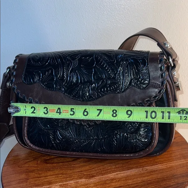 MCM Black and Brown Embossed shoulder Bag - Image 7