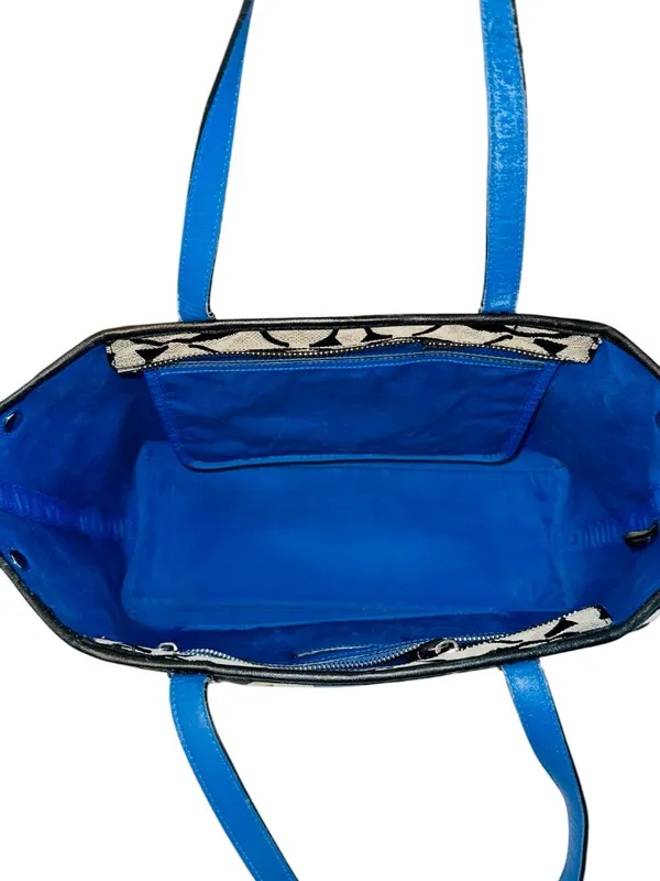 Coach Black/Gray/Blue Signature Stripe Hampton Weekend Stripe Tote - Image 3