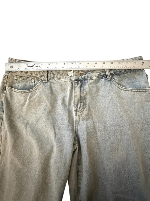 EDIKTED Light Wash Wide Leg Baggy Jeans Womens XL Y2K Double Button - Image 11