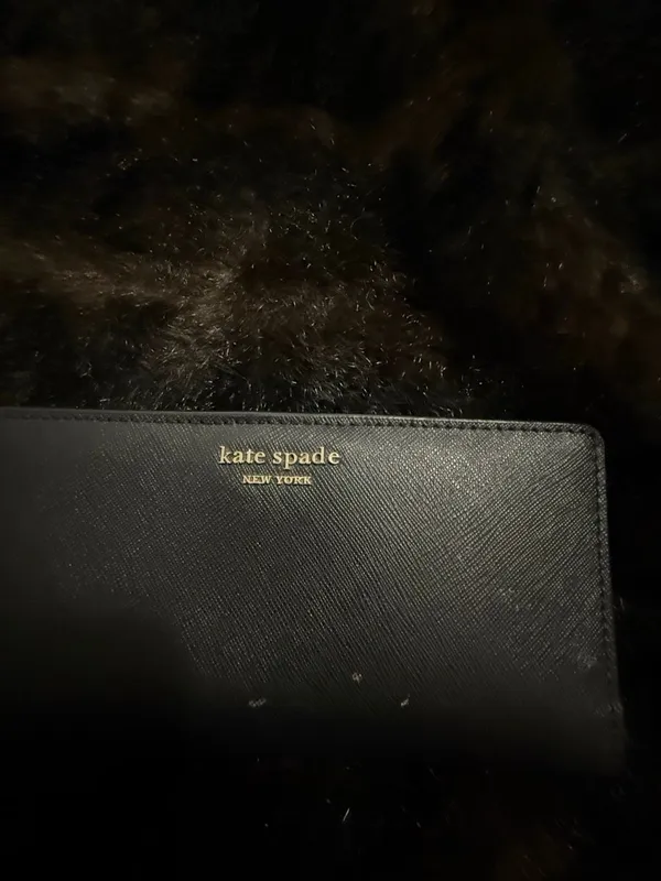 Kate Spade Solid Black Long Bifold Slim Wallet Gold-Tone Hardware Snap Closure - Image 2