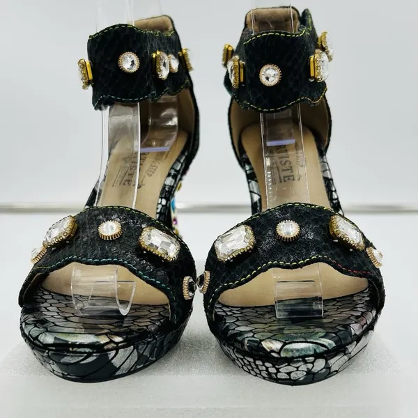 L'ARTISTE SPRING STEP Jewell Sz US 5.5-6 EUR36 Embellished Heel Platform Sandals - Image 5
