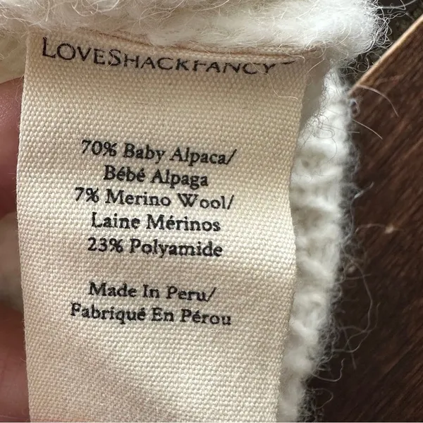 LoveShackFancy Rosie Sweater Sz S Baby Alpaca Merino wool Cream - Image 9