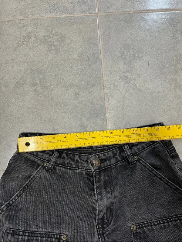 Edikted Black Wide Leg Carpenter Jeans with Front Patch Pockets - Image 7