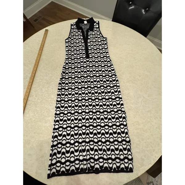 House of Harlow 1960 Size Medium Knit Polo Midi Dress Abstract - Image 2