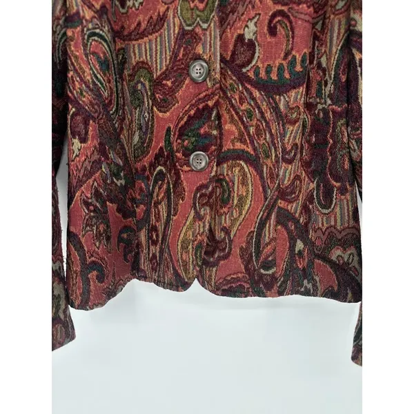 Coldwater Creek‎ Jacket Womens Medium Boho Tapestry Button Front Artsy Blazer - Image 3