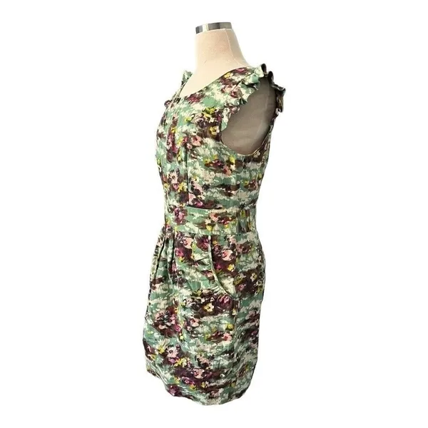 Darling April Dress Spearmint Green‎ Floral Linen Blend Pockets Large NWT - Image 4