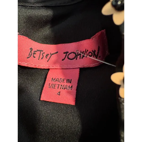 Betsey Johnson NWT Shift Dress Black Floral Embellished Collar Classic Size 4 - Image 7