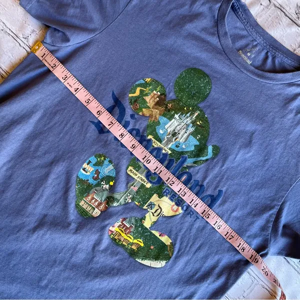 Disney Disneyland Mickey Mouse Womens Medium Blue Short Sleeve Map of Park - Image 3