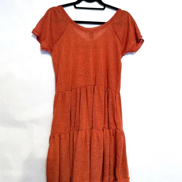 NWT Forever 21 Burnt Orange Tiered Short Sleeved Babydoll Dress Size Large - Image 3