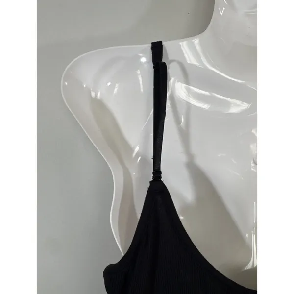Quince Black Ribbed Racerback Maxi Dress Women MED NEW Preppy Casual Minimalist - Image 5