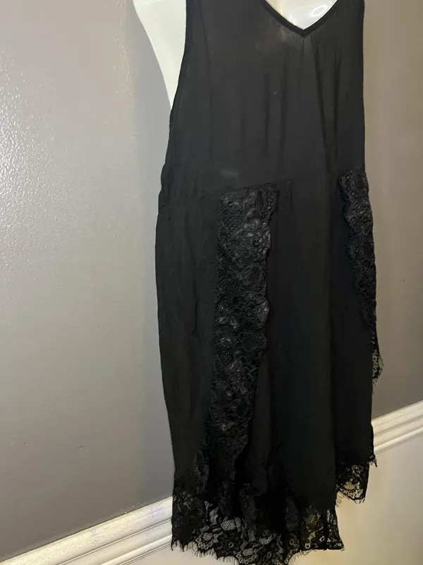 Intimately Free People Full Slip Womens XS Black Lace Sheer Strappy Chemise - Image 4