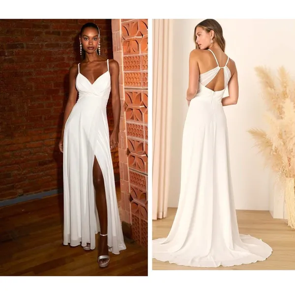 Lulus Romantic Inspiration White Sleeveless Faux-Wrap Maxi Dress Size XS Bridal - Image 4