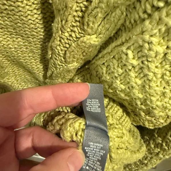 aerie Lime Green Cable Knit Crewneck Sweater - Image 9