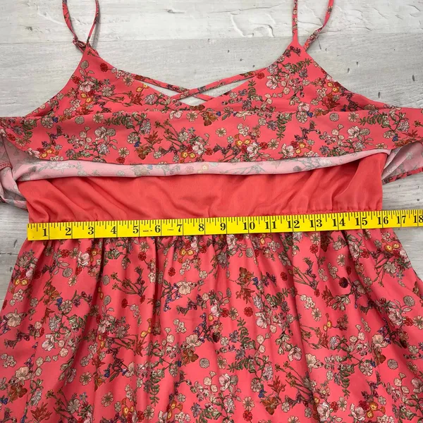 Promod Floral Cottagecore Dress XL Pink Boho Fairycore Flowy Summer Cami - Image 9