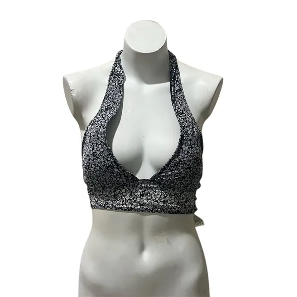 Gilly Hicks Women's Floral Halter Tank Top M Black Open Back Casual - Image 2