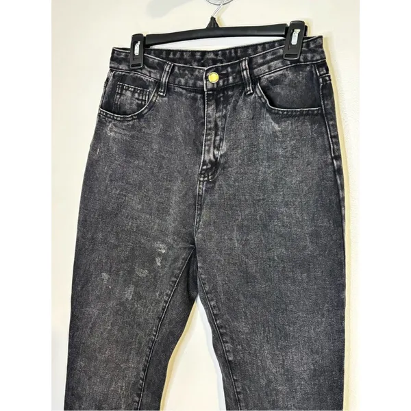 SHEIN Women's High Rise Washed Black Mom Jeans Size Medium - Image 3