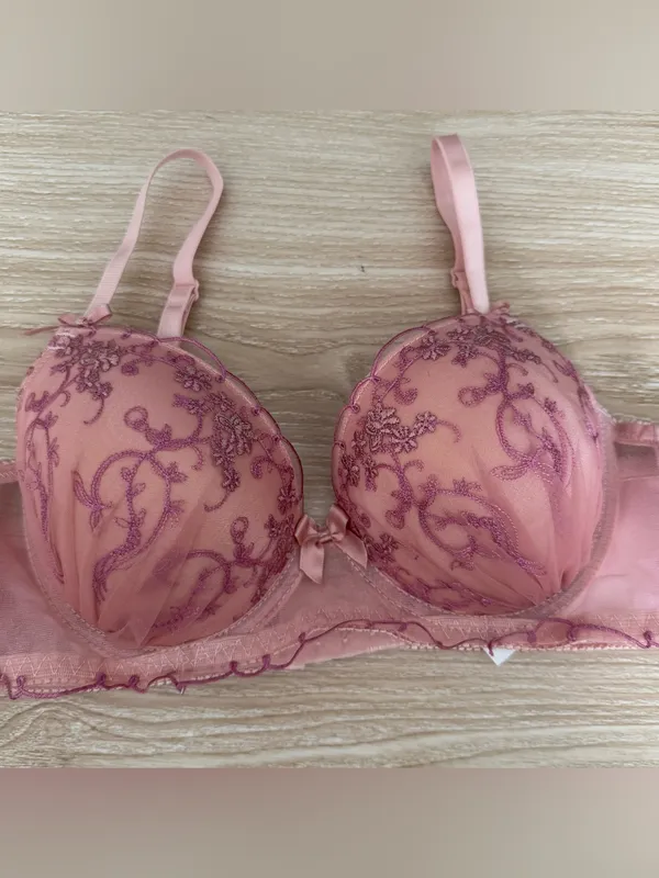 34B Mermaid Embroidered Shell Bra Pink Princess Coquette Preppy - Image 2