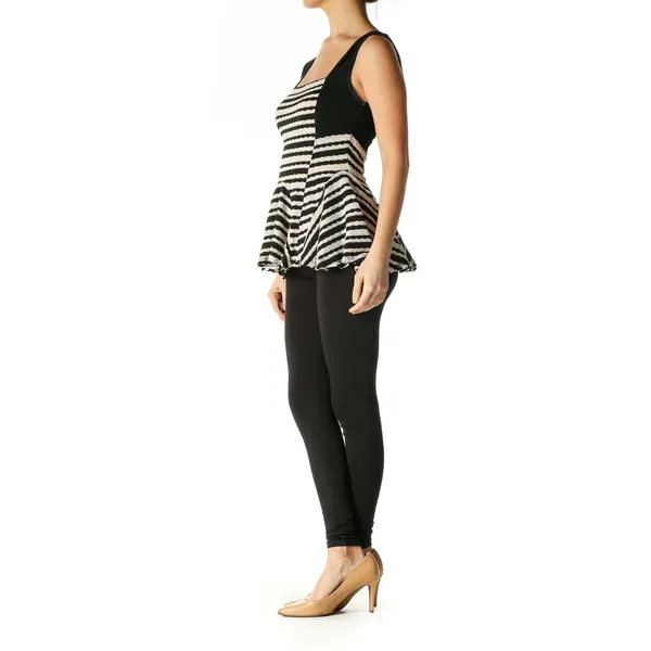 XS Free People Knit Striped Peplum Tank Top D1 - Image 2