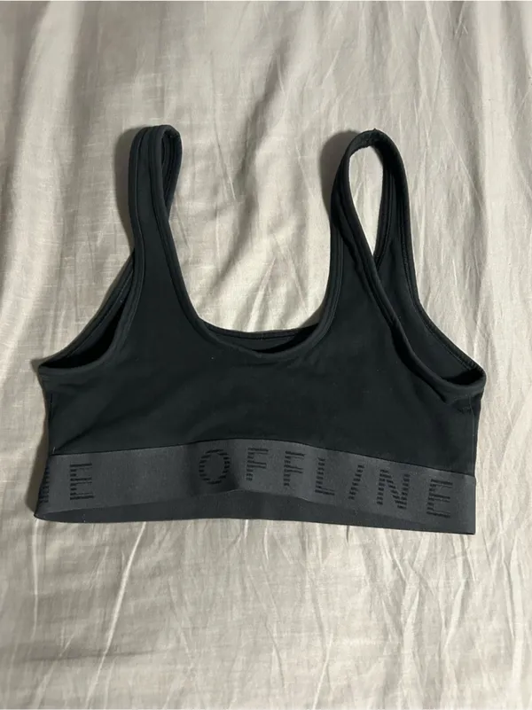 Offline by aerie Black OG Recharge Least Support Scoop Neck Bralette Size L - Image 2