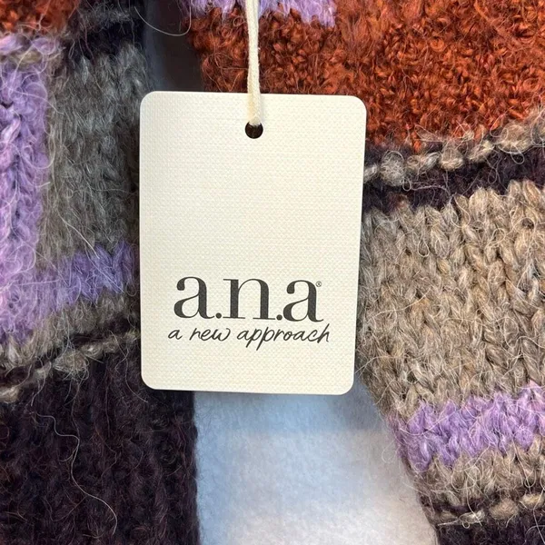 NWT a.n.a. Women’s Patchwork Sweater Large Colorblock Long Sleeve Boho Brown NEW - Image 8