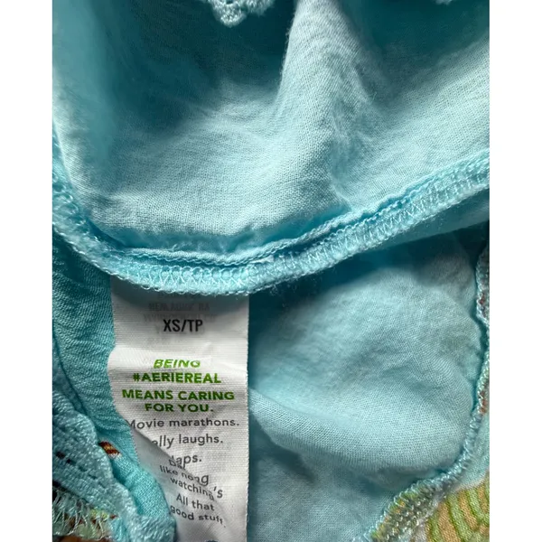Aerie Turquoise Floral Paisley Ruffle Skort Shorts Smocked Waist‎ XS Boho Summer - Image 8