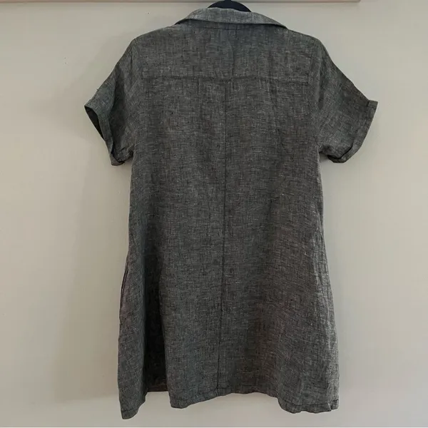 Tahari 100% Linen Dress With Chambray Coloring and convenient side pocket M - Image 9