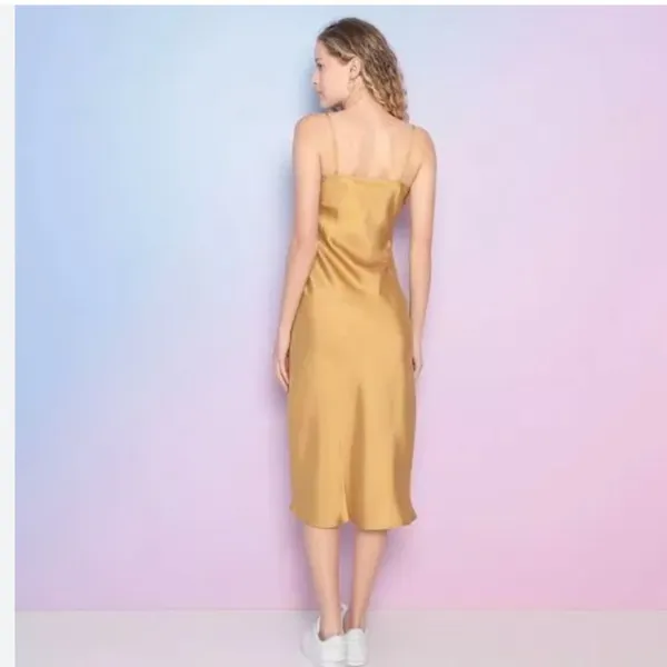 NWT LEVI'S DALIA SLIP DRESS Mustard Yellow GOLD Satin XL - Image 6