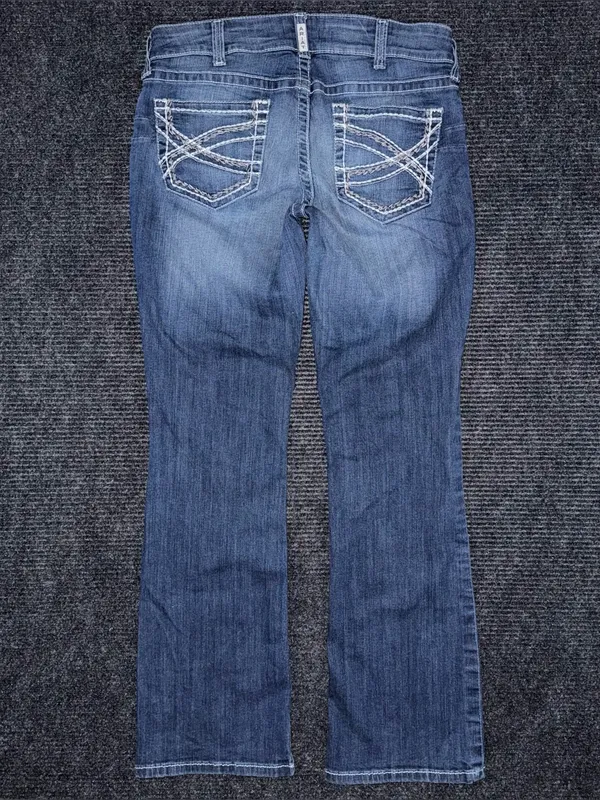 Ariat 32 R REAL Mid Rise Stretch Entwined Boot Cut Blue Jeans in Marine 10017510 - Image 2