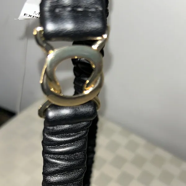 Express Black Elastic Belt with Gold Buckle - Image 3