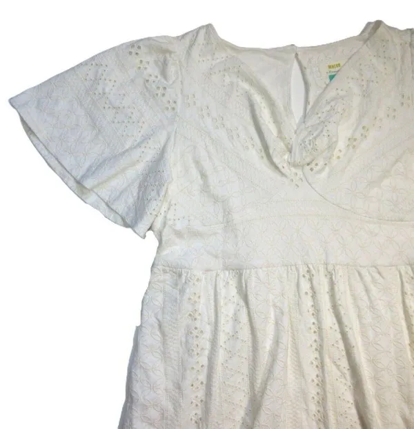 NWT Anthropologie Maeve Rochelle Eyelet Maxi in White Ivory Eyelet Dress M - Image 4