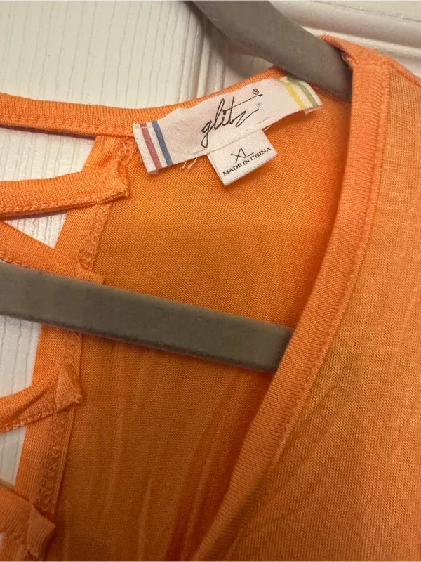 Glitz Orange Crisscross Back Tank with Zip Pocket - Image 2