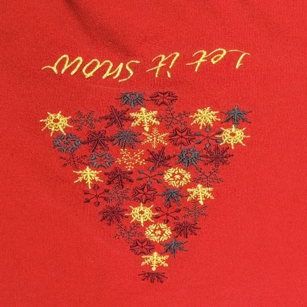 Basic Editions Sweatshirt Womens Large Red Christmas Embroidered Fleece‎ Vintage - Image 4