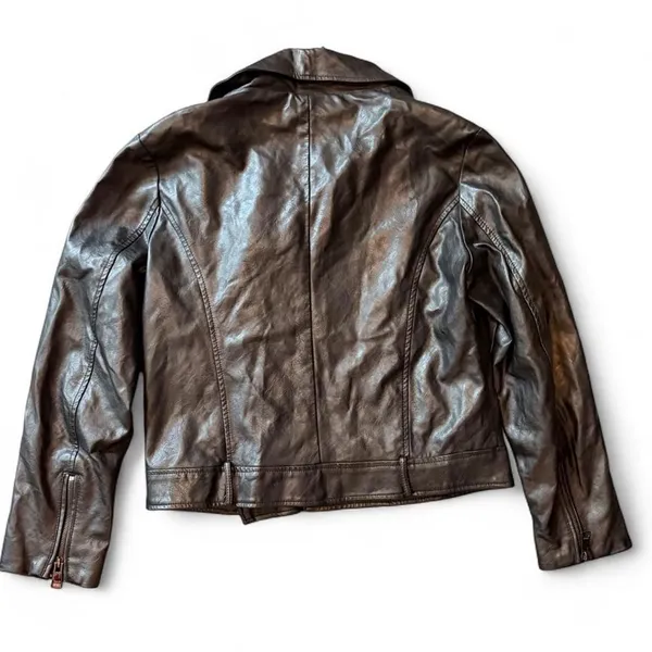 Elodie Black Faux Leather Moto Jacket Women’s Large Cropped Biker Motorcycle - Image 2