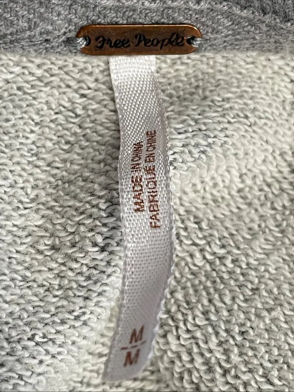 Free People Gray Cold-Shoulder Sweatshirt with Burgundy '18' Patch - Image 4