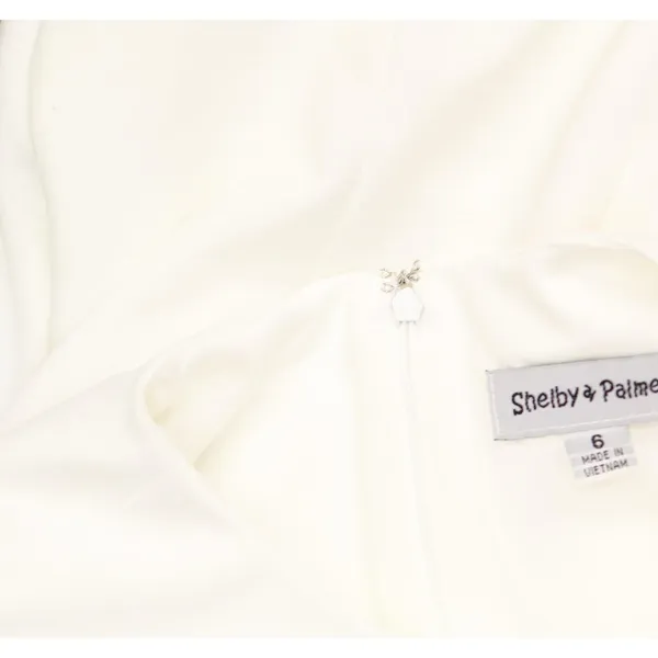 NWT Shelby & Palmer Womens Chiffon Sleeve Knit Ruched Front Dress White 6 - Image 4