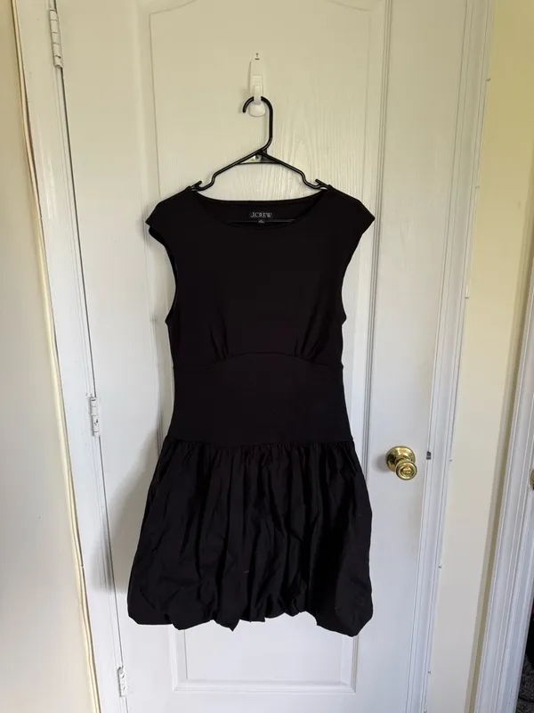 J. Crew Black Sleeveless Bubble-Hem Mini Dress - Image 4