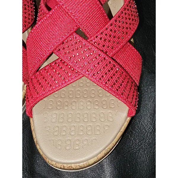 Bzees Womens Viva Magenta Ritz‎ Sparkle Machine Washable Cork Wedge Sandals 8.5 - Image 4