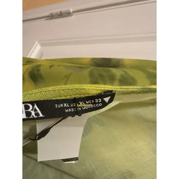 ZARA PRINTED MIDI DRESS GREEN, Size XL NEW WITH TAG - Image 10
